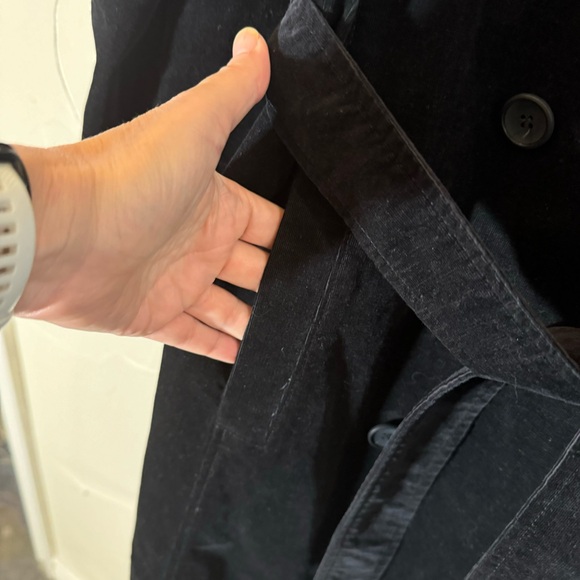🦋Eileen Fisher Cotton Fine Corduroy Black Double Breasted Belted Jacket🦋 - Picture 10 of 11
